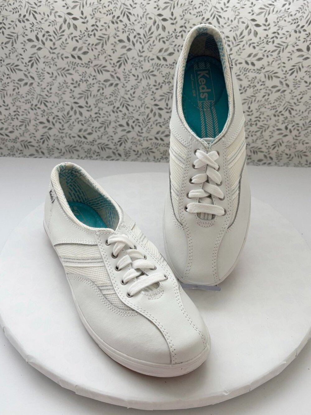 Keds Emblaze White Leather Mesh Sneakers Women’s 8 Preppy Back to School